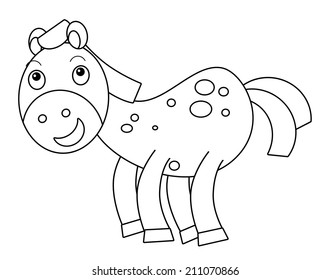 Cartoon Horse Coloring Page Illustration Children Stock Illustration ...