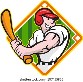 Cartoon Illustration Baseball Player Bat Batting Stock Illustration ...