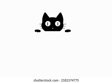 Cartoon Illustration Of A Black Cat Peeking