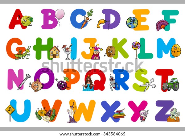Cartoon Illustration Capital Letters Alphabet Objects Stock ...