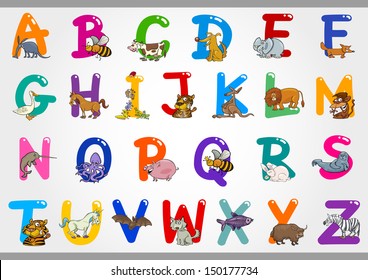 Animals Alphabet Letter Z Various Animals Stock Vector (Royalty Free ...