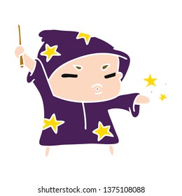 Cartoon Illustration Cute Kawaii Wizard Child Stock Illustration ...