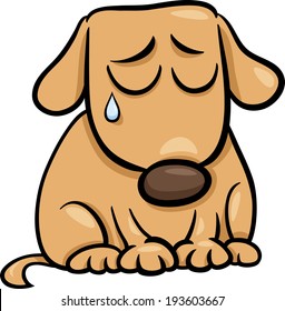 Cartoon Illustration Of Cute Sad Dog Or Puppy