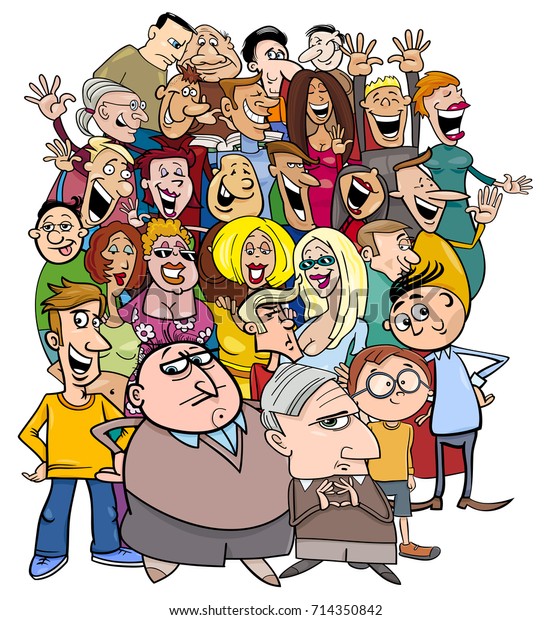 Cartoon Illustration Different People Characters Crowd Stock ...