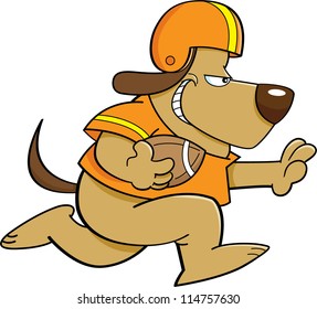 Cartoon Illustration Of A Dog Playing Football