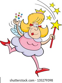 Cartoon illustration of a fairy godmother waving a magic wand.