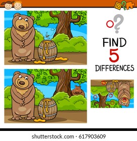 Cartoon Illustration Finding Differences Educational Task Stock ...