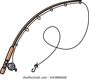 Cartoon Illustration Of A Fishing Rod