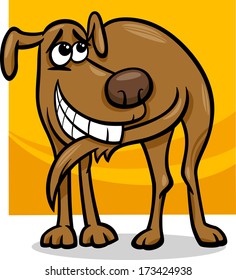 Cartoon Illustration of Funny Dog Chasing his Tail