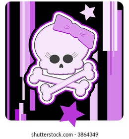 Cartoon Illustration Of A Girly Skull And Crossbones.