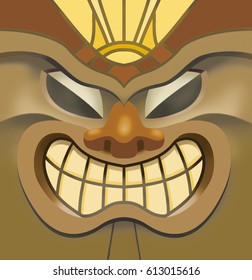 Cartoon Illustration of a grinning Tiki face