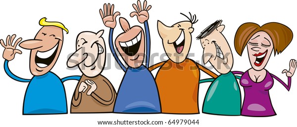 Cartoon Illustration Group Laughing People Stock Illustration 64979044