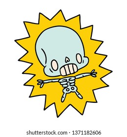 Line Drawing Illustration Kawaii Electrocuted Skeleton Stock ...