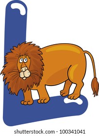 Cartoon Illustration Of L Letter For Lion