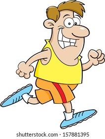 Cartoon Illustration Of A Man Running.
