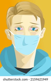 Cartoon Illustration Man Sick Fever Stock Illustration 2159621949 ...