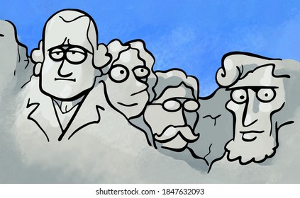 Illustration de dessin animé du Mont Rushmore