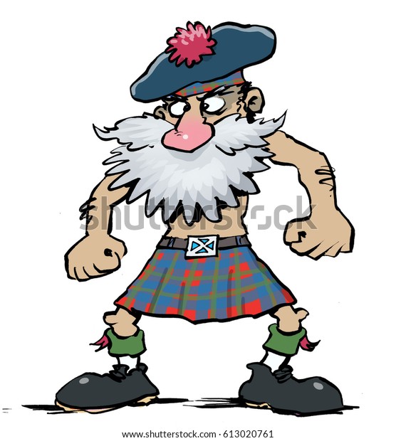 Cartoon Illustration Scottish Person Scotland Wearing 库存插图 613020761