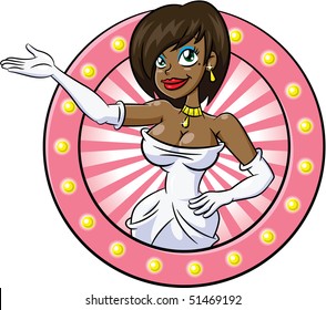 Cartoon Illustration Of A Sexy Tv Show Hostess Or Presenter