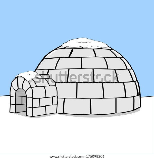 Cartoon Illustration Showing Igloo Middle Nowhere Stock Illustration