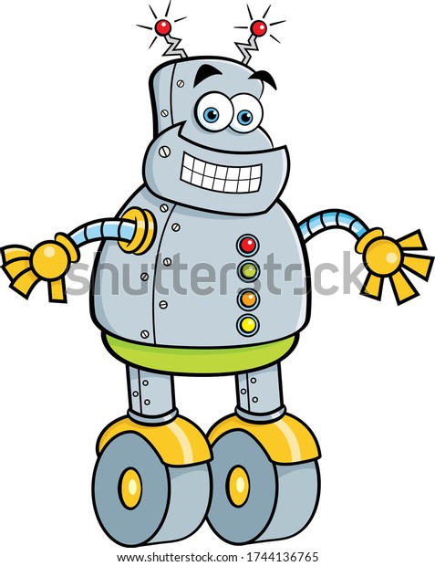 Cartoon Illustration Smiling Mechanical Robot Stock Illustration ...