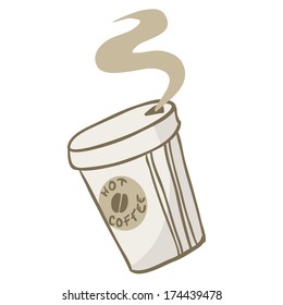 Cartoon Illustration Of Take Away Coffee Cup