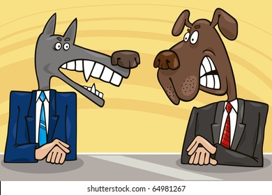cartoon illustration of two antagonist politicians debate