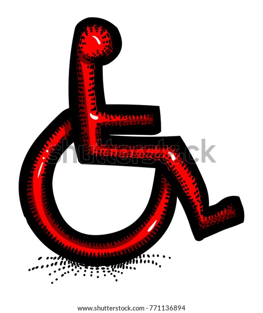 Cartoon image of Handicap Icon. Accessibility\
symbol. An artistic freehand\
picture.