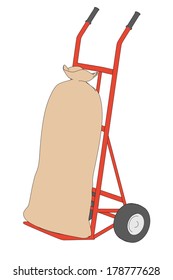 Cartoon Image Of Sack Truck, Dolly, Hand Cart