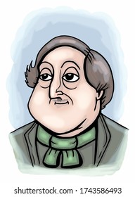 Cartoon Of Italian Composer Gioachino Rossini.