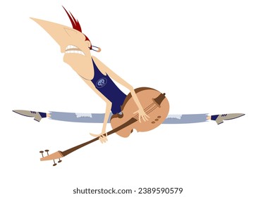 Cartoon jumping guitar player. 
Funny guitarist with electric guitar isolated on white illustration
 - Powered by Shutterstock