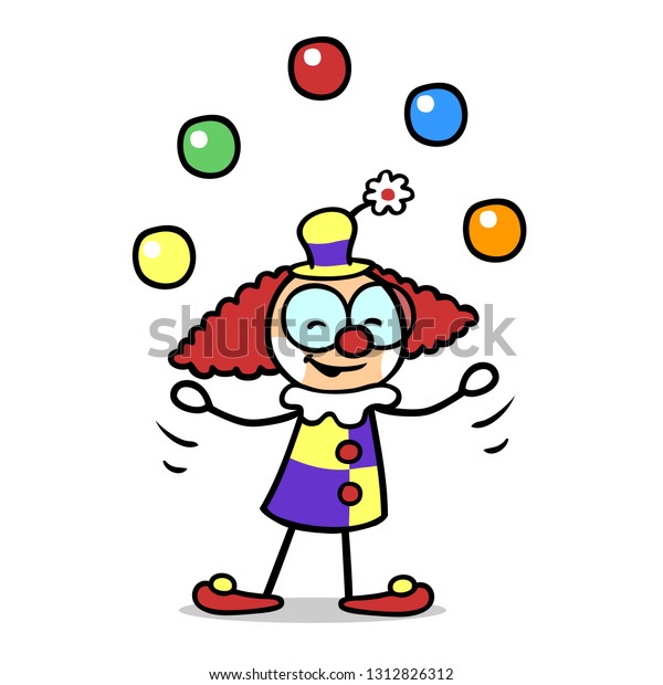 Cartoon Kid Clown Juggling Many Balls のイラスト素材