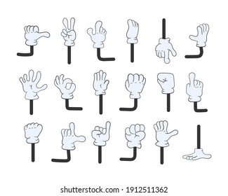 Cartoon Legs And Hands Collection. Set Of Cartoon Arms Isolated On A White Background. Feet And Glove Hand Character Or Foot In Sneakers Kicking, Walking And Running. 