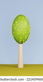 Cartoon Lemon Tree In The Garden, 3d Render