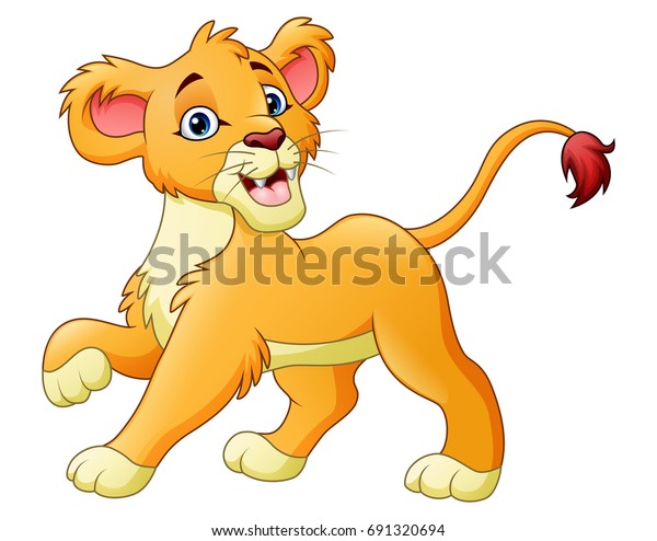 Cartoon Lioness Isolated On White Background Stock Illustration ...
