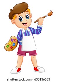 Cartoon Little Boy Painting Stock Illustration 633136553 | Shutterstock