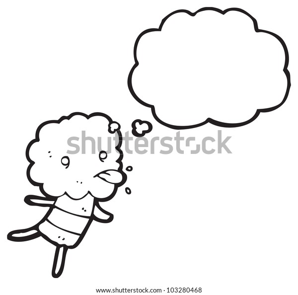 Cartoon Little Cloud Head Creature Sticking Stock Illustration