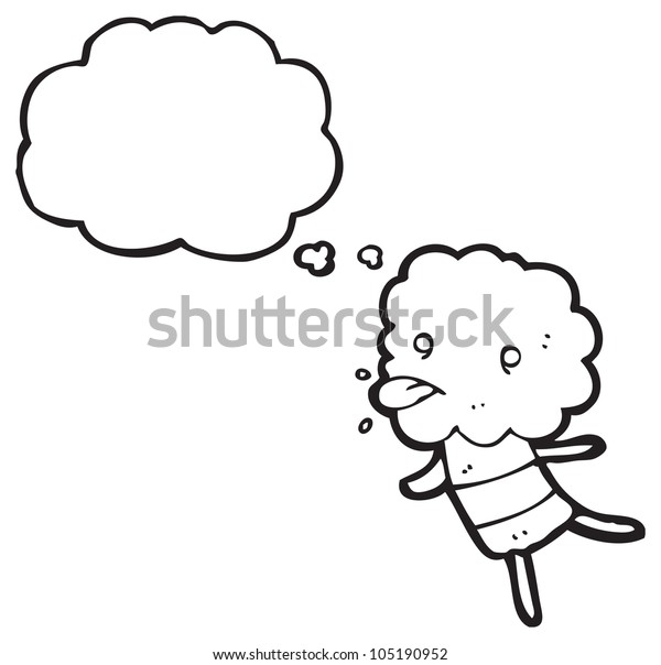 Cartoon Little Cloud Head Creature Sticking Stock Illustration