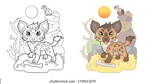 Cartoon Little Cute Hyena, Funny Illustration, Design