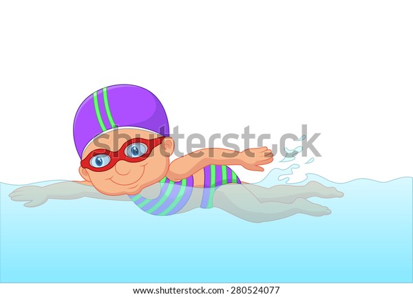 Cartoon Little Girl Swimmer Swimming Pool Stock Illustration 280524077