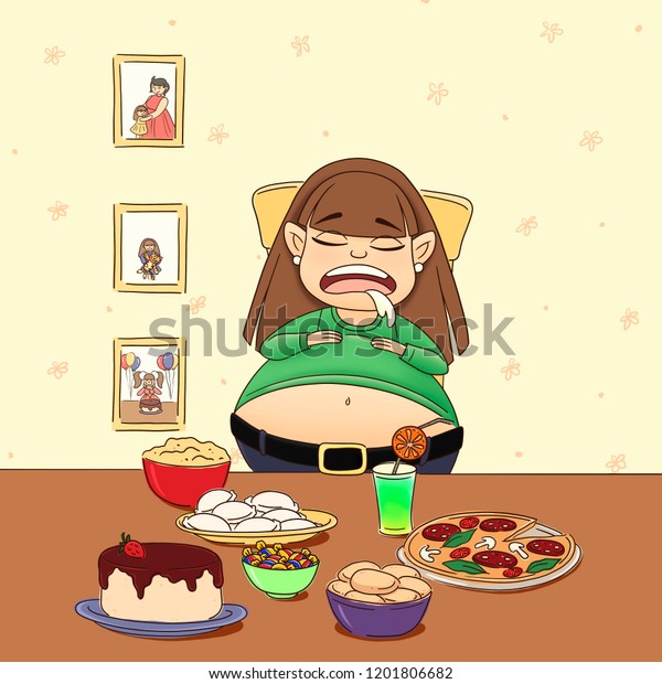 Cartoon Little Glutton Stock Illustration 1201806682