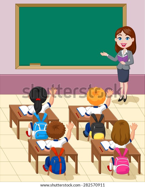 Cartoon Little Kids Study Classroom Stock Illustration 282570911