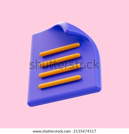 cartoon look document icon 3d render concept for Official sheet Important files and papers