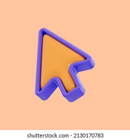 Cartoon Look Mouse Click Arrow Pointer Icon 3d Render Concept For Select Mark And Using Symbol