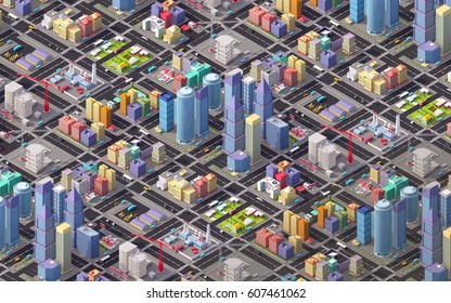 Cartoon Low Poly City 3d Illustration