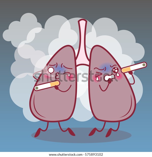 Cartoon Lung Feel Scare Cry Smoke Stock Illustration 575893102