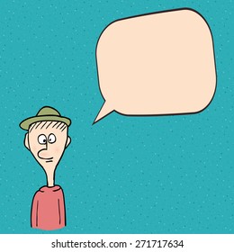 Cartoon Man Talking Thinking Vector Illustration : image vectorielle de