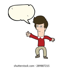 Cartoon Man Waving With Speech Bubble