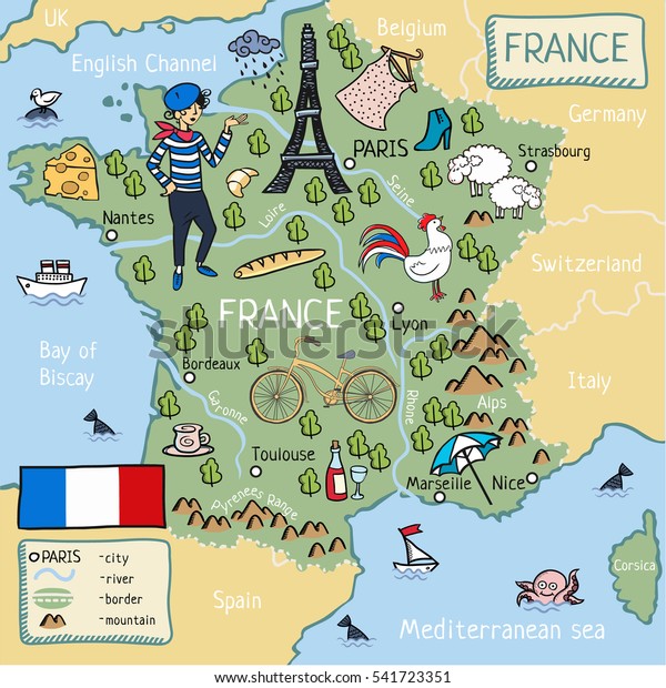 フランスの漫画の地図 のイラスト素材