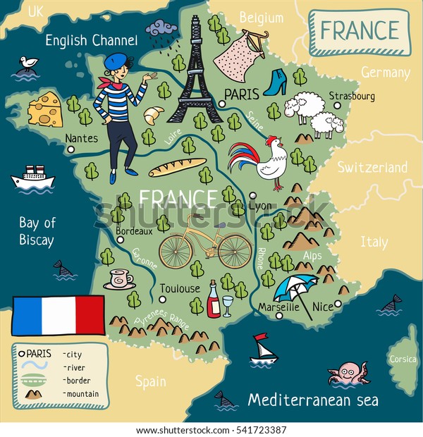 Cartoon Map France のイラスト素材